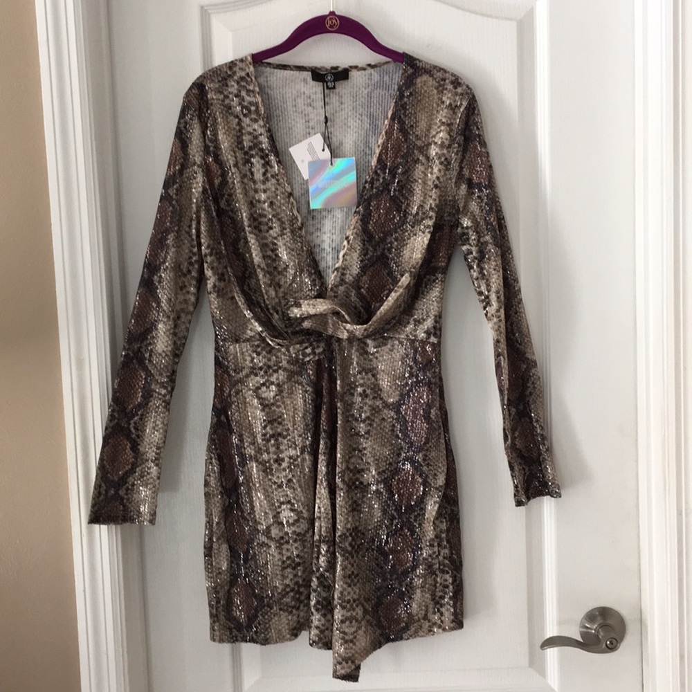 Missguided Sequin Faux Snake Skin Dre…